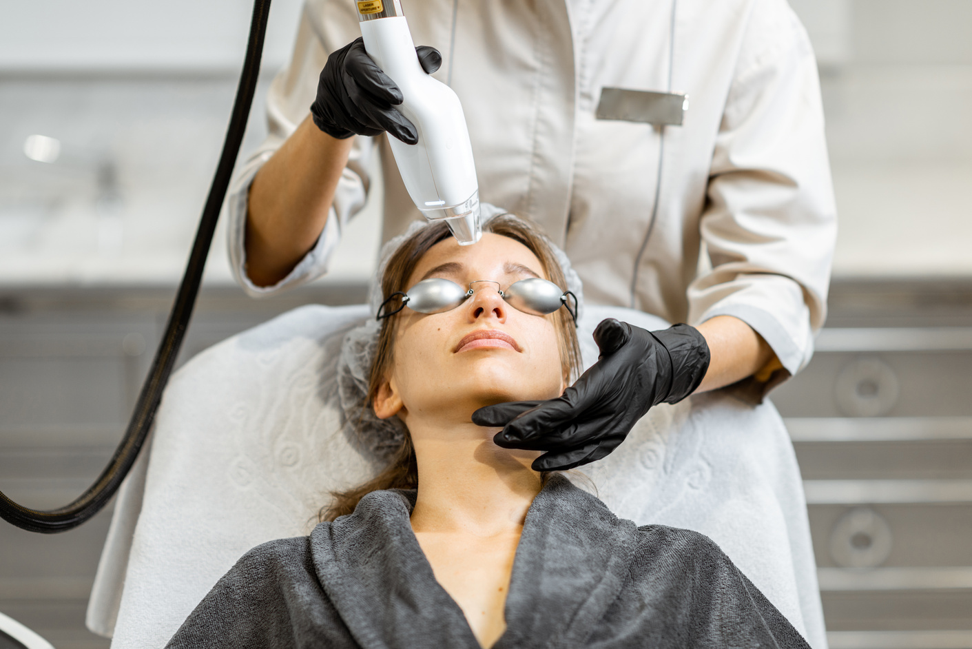 Woman Getting a Laser Rejuvenation Skin Treatment